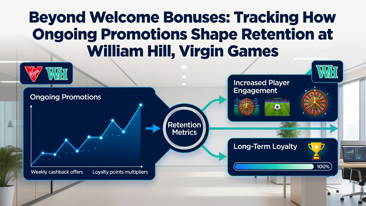 Chart illustrating retention rate improvements after implementation of ongoing promotions at William Hill and Virgin Games